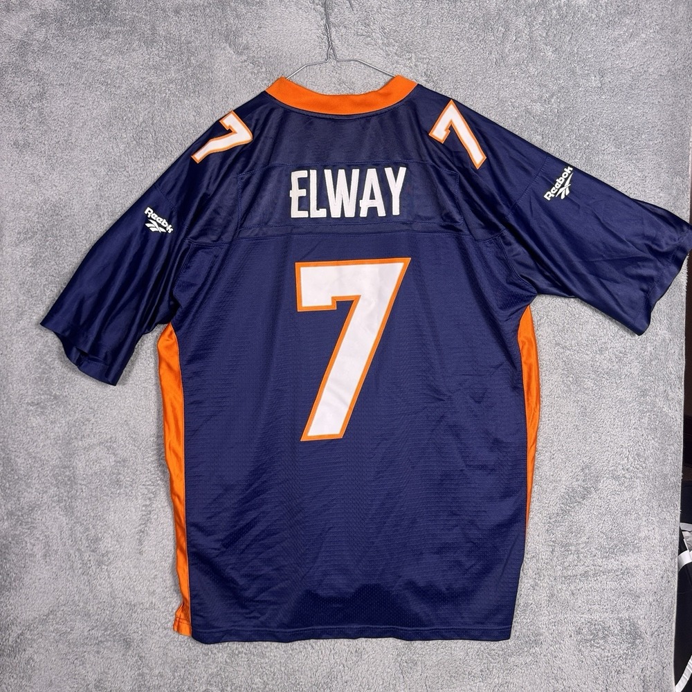 John Elway Denver Broncos Jersey Men 2XL Stitched Sewn Logos Vintage Reebok